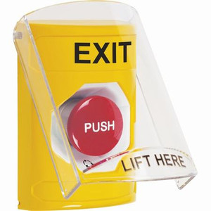 SS2221XT-EN STI Yellow Indoor Only Flush or Surface Turn-to-Reset Stopper Station with EXIT Label English