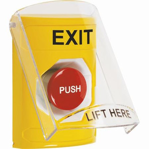 SS2224XT-EN STI Yellow Indoor Only Flush or Surface Momentary Stopper Station with EXIT Label English