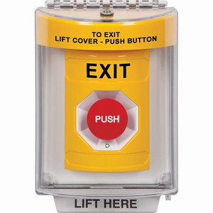SS2231XT-EN STI Yellow Indoor/Outdoor Flush Turn-to-Reset Stopper Station with EXIT Label English