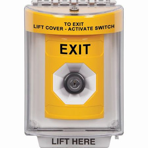 SS2233XT-EN STI Yellow Indoor/Outdoor Flush Key-to-Activate Stopper Station with EXIT Label English
