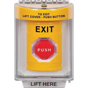 SS2235XT-EN STI Yellow Indoor/Outdoor Flush Momentary (Illuminated) Stopper Station with EXIT Label English