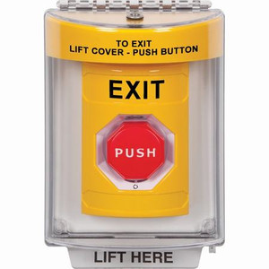 SS2239XT-EN STI Yellow Indoor/Outdoor Flush Turn-to-Reset (Illuminated) Stopper Station with EXIT Label English