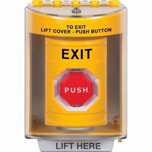 SS2272XT-EN STI Yellow Indoor/Outdoor Surface Key-to-Reset (Illuminated) Stopper Station with EXIT Label English