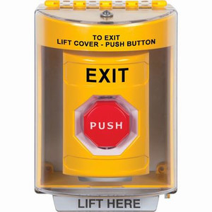 SS2275XT-EN STI Yellow Indoor/Outdoor Surface Momentary (Illuminated) Stopper Station with EXIT Label English