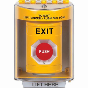 SS2281XT-EN STI Yellow Indoor/Outdoor Surface w/ Horn Turn-to-Reset Stopper Station with EXIT Label English