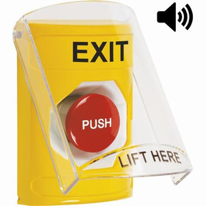 SS22A4XT-EN STI Yellow Indoor Only Flush or Surface w/ Horn Momentary Stopper Station with EXIT Label English