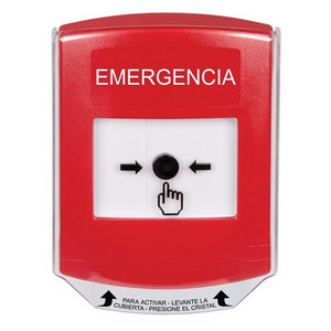 GLR0A1EM-ES STI Red Indoor Only Shield w/ Sound Key-to-Reset Push Button with EMERGENCY Label Spanish