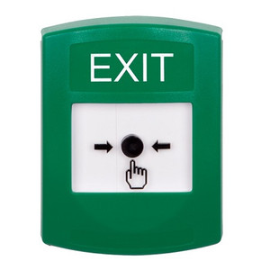 GLR101XT-EN STI Green Indoor Only No Cover Key-to-Reset Push Button with EXIT Label English