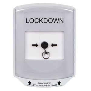 GLR321LD-EN STI White Indoor Only Shield Key-to-Reset Push Button with LOCKDOWN Label English