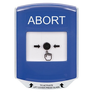GLR421AB-EN STI Blue Indoor Only Shield Key-to-Reset Push Button with ABORT Label English