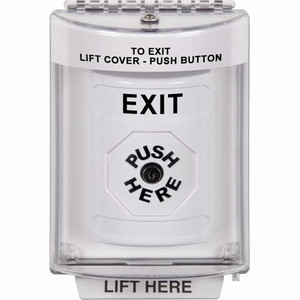 SS2340XT-EN STI White Indoor/Outdoor Flush w/ Horn Key-to-Reset Stopper Station with EXIT Label English