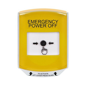 GLR2A1PO-EN STI Yellow Indoor Only Shield w/ Sound Key-to-Reset Push Button with EMERGENCY POWER OFF Label English
