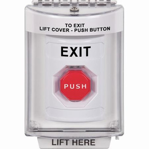 SS2342XT-EN STI White Indoor/Outdoor Flush w/ Horn Key-to-Reset (Illuminated) Stopper Station with EXIT Label English