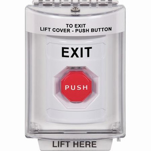 SS2345XT-EN STI White Indoor/Outdoor Flush w/ Horn Momentary (Illuminated) Stopper Station with EXIT Label English