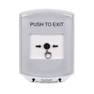 GLR3A1PX-EN STI White Indoor Only Shield w/ Sound Key-to-Reset Push Button with PUSH TO EXIT Label English