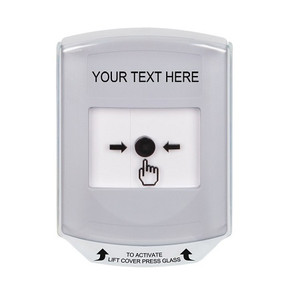 GLR3A1ZA-EN STI White Indoor Only Shield w/ Sound Key-to-Reset Push Button with Non-Returnable Custom Text Label English