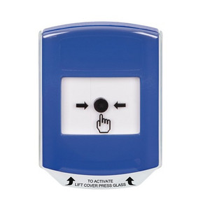 GLR4A1NT-EN STI Blue Indoor Only Shield w/ Sound Key-to-Reset Push Button with No Text Label English