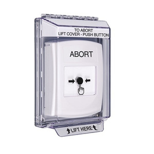 GLR331AB-EN STI White Indoor/Outdoor Low Profile Flush Mount Key-to-Reset Push Button with ABORT Label English