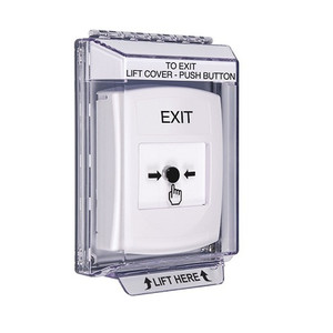 GLR331XT-EN STI White Indoor/Outdoor Low Profile Flush Mount Key-to-Reset Push Button with EXIT Label English