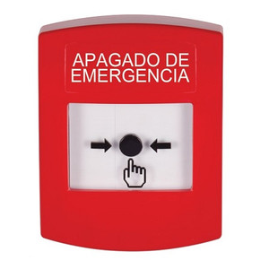 GLR001PO-ES STI Red Indoor Only No Cover Key-to-Reset Push Button with EMERGENCY POWER OFF Label Spanish