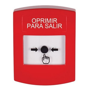 GLR001PX-ES STI Red Indoor Only No Cover Key-to-Reset Push Button with PUSH TO EXIT Label Spanish