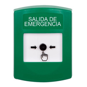 GLR101EX-ES STI Green Indoor Only No Cover Key-to-Reset Push Button with EMERGENCY EXIT Label Spanish