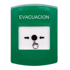 GLR101EV-ES STI Green Indoor Only No Cover Key-to-Reset Push Button with EVACUATION Label Spanish