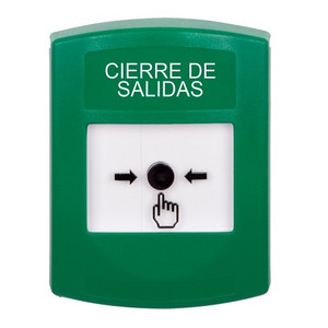 GLR101LD-ES STI Green Indoor Only No Cover Key-to-Reset Push Button with LOCKDOWN Label Spanish