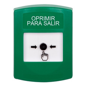 GLR101PX-ES STI Green Indoor Only No Cover Key-to-Reset Push Button with PUSH TO EXIT Label Spanish