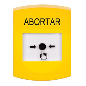 GLR201AB-ES STI Yellow Indoor Only No Cover Key-to-Reset Push Button with ABORT Label Spanish