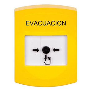 GLR201EV-ES STI Yellow Indoor Only No Cover Key-to-Reset Push Button with EVACUATION Label Spanish