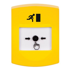 GLR201RM-ES STI Yellow Indoor Only No Cover Key-to-Reset Push Button with Running Man Icon Spanish