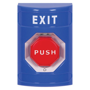 SS2409XT-EN STI Blue No Cover Turn-to-Reset (Illuminated) Stopper Station with EXIT Label English