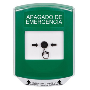 GLR121PO-ES STI Green Indoor Only Shield Key-to-Reset Push Button with EMERGENCY POWER OFF Label Spanish