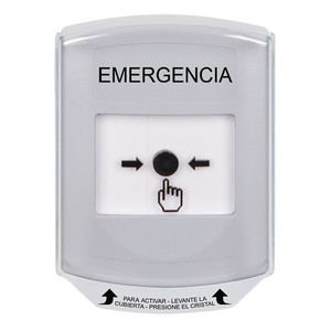 GLR3A1EM-ES STI White Indoor Only Shield w/ Sound Key-to-Reset Push Button with EMERGENCY Label Spanish