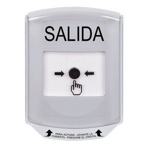 GLR3A1XT-ES STI White Indoor Only Shield w/ Sound Key-to-Reset Push Button with EXIT Label Spanish