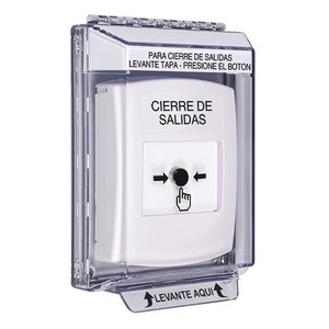 GLR341LD-ES STI White Indoor/Outdoor Low Profile Flush Mount w/ Sound Key-to-Reset Push Button with LOCKDOWN Label Spanish