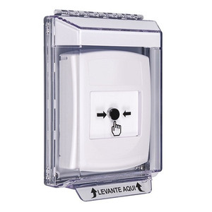 GLR341NT-ES STI White Indoor/Outdoor Low Profile Flush Mount w/ Sound Key-to-Reset Push Button with No Text Label Spanish