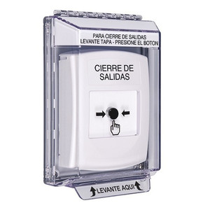 GLR331LD-ES STI White Indoor/Outdoor Low Profile Flush Mount Key-to-Reset Push Button with LOCKDOWN Label Spanish