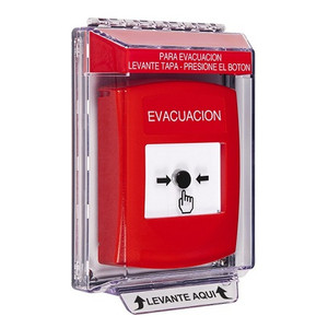 GLR041EV-ES STI Red Indoor/Outdoor Low Profile Flush Mount w/ Sound Key-to-Reset Push Button with EVACUATION Label Spanish