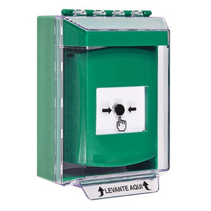 GLR171NT-ES STI Green Indoor/Outdoor Low Profile Surface Mount Key-to-Reset Push Button with No Text Label Spanish