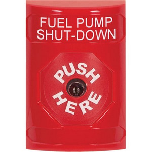 SS2000PS-EN STI Red No Cover Key-to-Reset Stopper Station with FUEL PUMP SHUT DOWN Label English