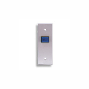 970N-B-MO-05-40 Dormakaba RCI Narrow Momentary Action Tamper-proof Illuminated Request-To-Exit Button Brushed Anodized Dark Bronze Faceplate 12VDC - Blue Cap