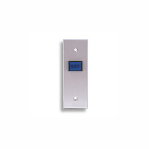 970N-B-TD-05-40 Dormakaba RCI Narrow Electronic Time-Delay Action Tamper-proof Illuminated Request-To-Exit Button Brushed Anodized Dark Bronze Faceplate 12VDC - Blue Cap