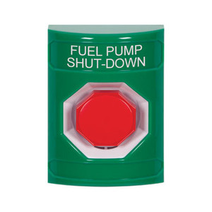 SS2102PS-EN STI Green No Cover Key-to-Reset (Illuminated) Stopper Station with FUEL PUMP SHUT DOWN Label English