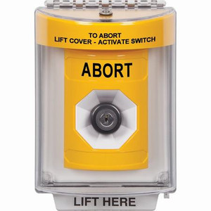 SS2243AB-EN STI Yellow Indoor/Outdoor Flush w/ Horn Key-to-Activate Stopper Station with ABORT Label English