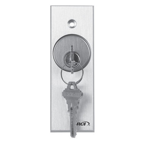 960N-DMO x 28 Dormakaba Rutherford Controls Narrow Momentary Action Double Pole Double Throw (DPDT) Tamper-Resistant Key Switch Brushed Anodized Aluminum Faceplate