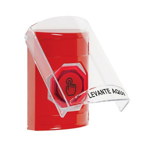 SS20A7NT-ES STI Red Indoor Only Flush or Surface w/ Horn Weather Resistant Momentary (Illuminated) with Red Lens Stopper Station with No Text Label Spanish
