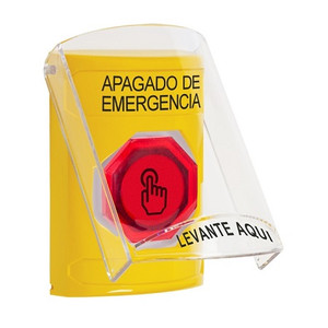 SS2227PO-ES STI Yellow Indoor Only Flush or Surface Weather Resistant Momentary (Illuminated) with Red Lens Stopper Station with EMERGENCY POWER OFF Label Spanish