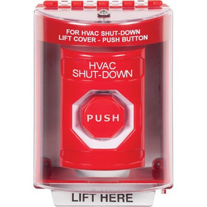 SS2075HV-EN STI Red Indoor/Outdoor Surface Momentary (Illuminated) Stopper Station with HVAC SHUT DOWN Label English